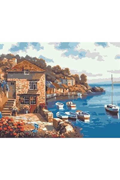 wombhobby Taştan Yalılar Sayılarla Boyama Seti 60x75 Cm ( Tuval Şasesine Gerili)