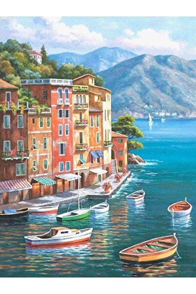 wombhobby Güney Italya Sayılarla Boyama Seti(40X50 CM TUVAL ŞASESİNE GERİLİ)