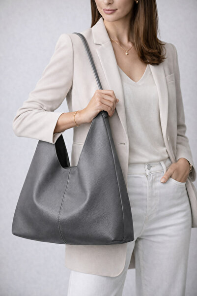 HBS Minimal Clamshell Natural Leather Inner Lining Shoulder Bag Shoulder Bag