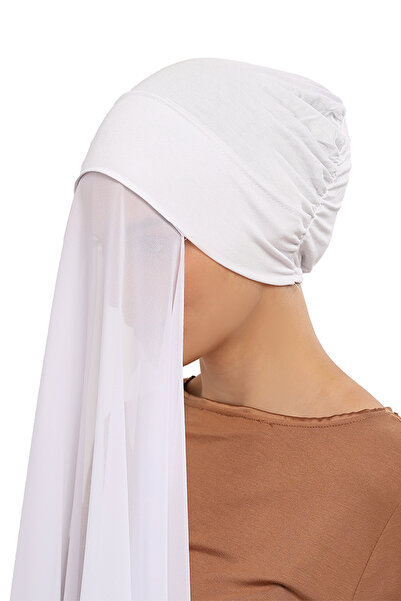 Altobeh شال شيفون مطاطي عملي فاخر جاهز باللون الأبيض