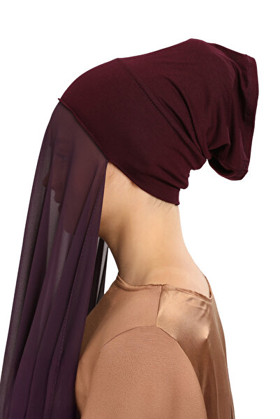 Altobeh شال شيفون بونيه عملي فاخر جاهز بلون البرقوق