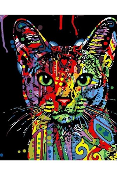 wombhobby Kedi Sayılarla Boyama Seti 40x 50 Cm ( Tuvale Gerili)