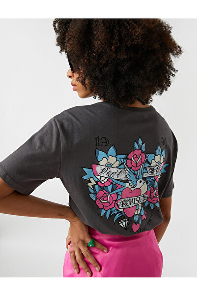 Koton Μπλουζάκι με κοντό μανίκι με λαιμόκοψη