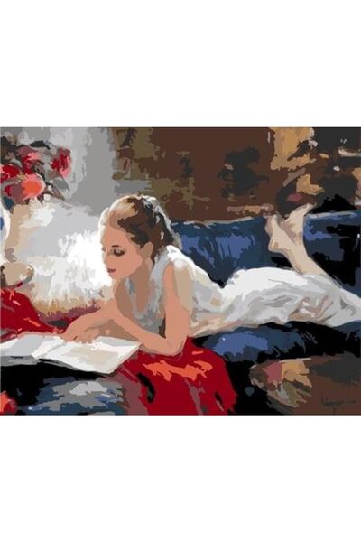 wombhobby Kitap Kurdu Sayılarla Boyama Seti 80x100 Cm ( Tuval Şasesine Gerili)