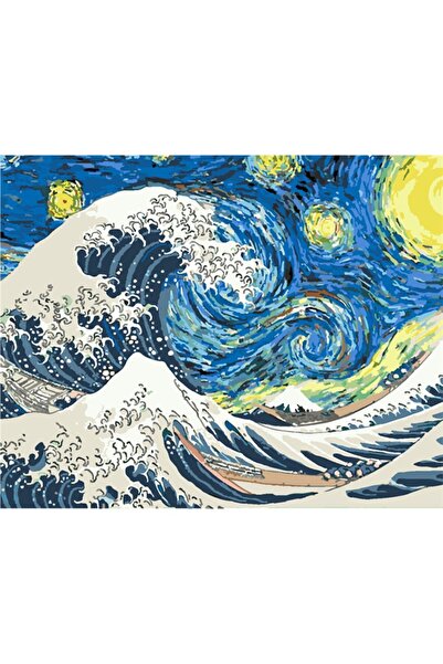 wombhobby Kanagawa Dalgası Ve Yıldızlı Geceler Sayılarla Boyama Seti 40x50 Cm...