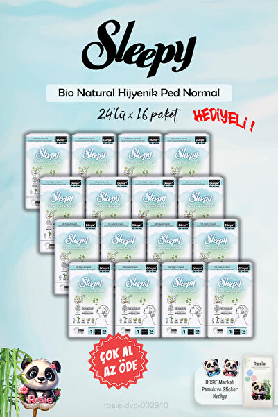 Sleepy 16 AL 14 ÖDE Hijyenik Ped Normal 24'lü Sleepy Bio Natural ve Rosie