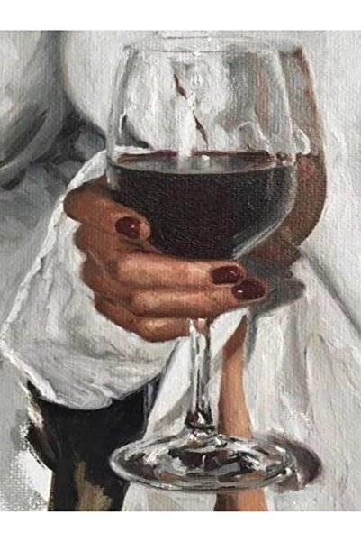 wombhobby Bir Kadeh Sayılarla Boyama Seti 60x75 Cm (TUVALE GERİLİ)