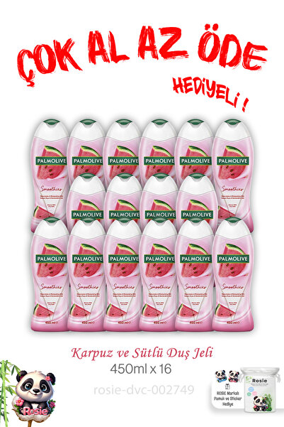 Palmolive 16 Al 14 Öde 450 Ml Duş Jeli Karpuz Ve Sütlü ve Rosie Pamuk Hediye