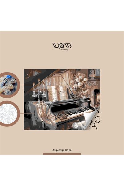 wombhobby Piyano Sayılarla Boyama Seti 40x50 Cm (TUVALE GERİLİ)