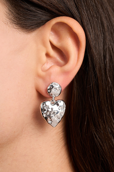 Elika Silver نموذج القلب أقراط متدلية للنساء