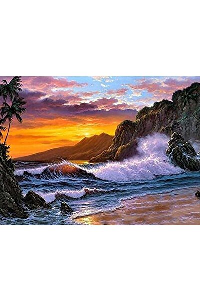 wombhobby Dalgaların Hışırtısı Sayılarla Boyama Seti(60X75 CM TUVAL ŞASESİNE ...