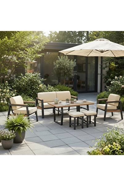 Tu Tienda LEO ALÜMİNYUM 3+1+1+MASA(80*140) DEMONTE BAHÇE BALKON MUTFAK MOBİLY...