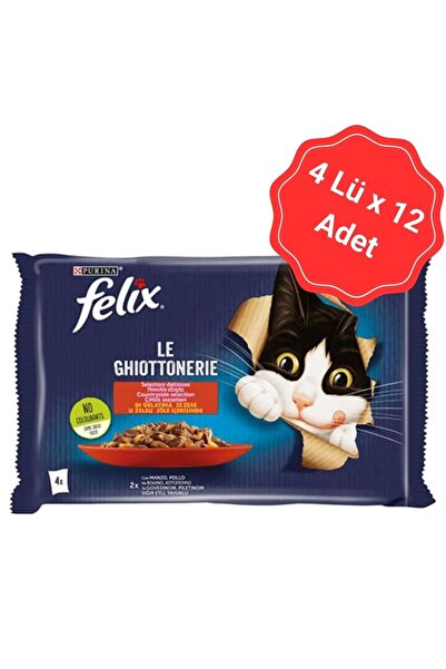 FELIX Sığır Ve Tavuk Etli Yetişkin Yaş Kedi Maması Ekonomik Paket 85 gr (4 LÜ...
