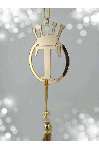 RetroLazer T Yazılı Ayna Pleksi Araba Dikiz Aynası Süsü GOLD