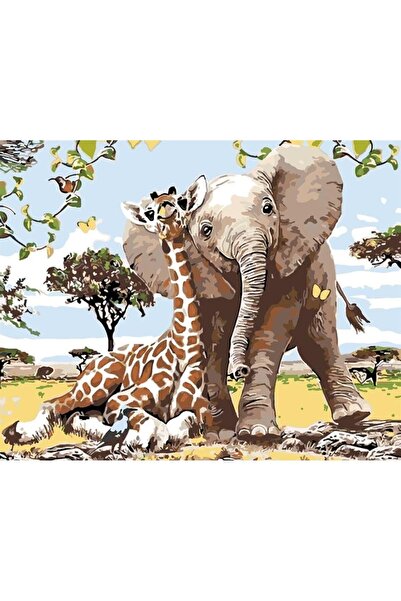 wombhobby Safari Sayılarla Boyama Seti 40x 50 Cm (TUVALE GERİLİ)