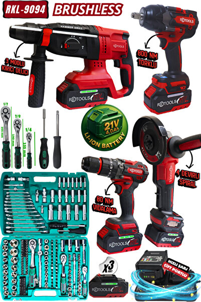 RETOOLS YENİ SERİ 5'Lİ SET 800NM TORK GÜCÜ! 216 PARÇA LOKMA TAKIMLI