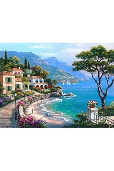 wombhobby Sahil Kasabası 2 Sayılarla Boyama Seti 40x50 Cm Çerçevesiz RULO ( K...