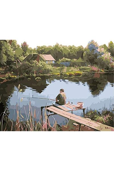 wombhobby Balık Tutan Adam Sayılarla Boyama Seti 40x50 Cm Çerçevesiz RULO ( K...