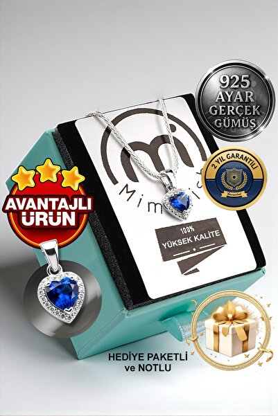 Mimodish 925 Ayar Gerçek Gümüş Kalpli Kadın Kolyesi | Sevgiliye Özel Hediye Takı | Kalp Tasarımlı Gümüş Kolye