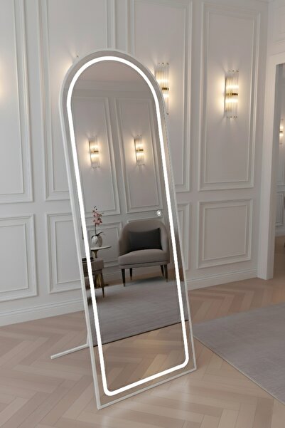 ESEN HOMEE Beyaz Çerçeveli Beyaz Ledli Oval Boy Aynası 60x180 cm