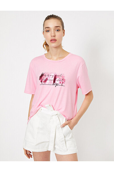 Koton T-Shirt με κοντό μανίκι με λαιμόκοψη