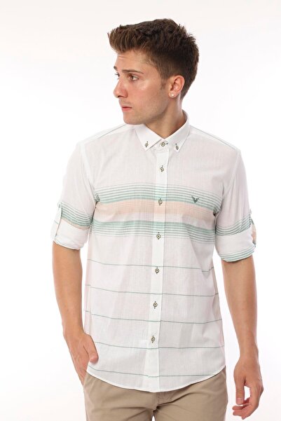 Fitmens Мъжка риза с дълъг ръкав, от лен, с панели, в подаръчна кутия, лесна ...