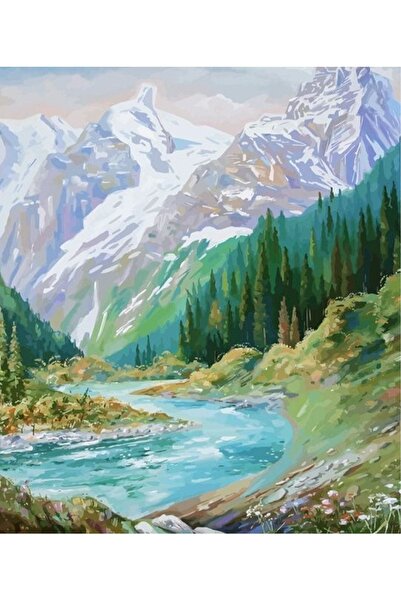 wombhobby Dağ Havası Sayılarla Boyama Seti 40x50 Cm Çerçevesiz RULO ( Kasnaks...