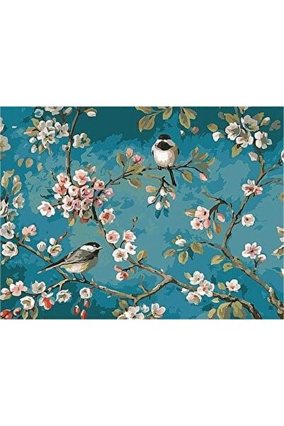 wombhobby Badem Çiçekleri Sayılarla Boyama Seti 50x65 cm Çerçevesiz RULO ( Ka...
