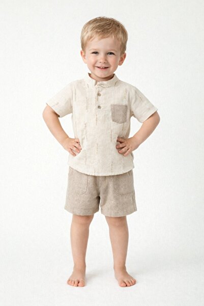 Chicsy Baby Tarz Gömlek Çizgi Desenli Belden Ayarlanabilir Kısa Kollu Şortlu ...