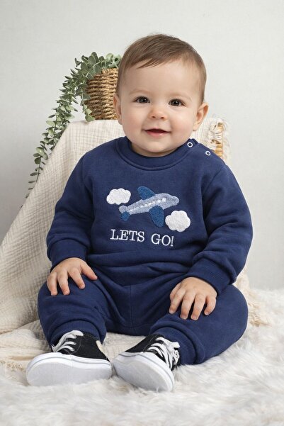 Baby Go Bebek-Çocuk Giyim 2 Li Şardonlu 3 iplik Süzeneli Takım