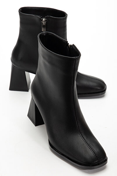 guijarro Women's Black Leather Block Heel Blunt Toe Casual Women's Boots