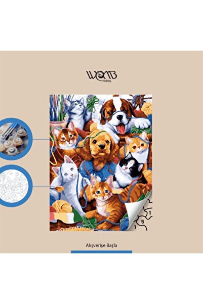 wombhobby Yavru Hayvanlar Sayılarla Boyama Seti 50X65 cm Çerçevesiz RULO ( Ka...
