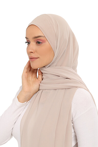 Altobeh Hazır Lüks Pratik Hijablı Şifon Şal Kum Beji