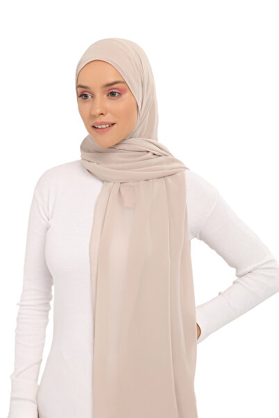 Altobeh Hazır Lüks Pratik Hijablı Şifon Şal Kum Beji