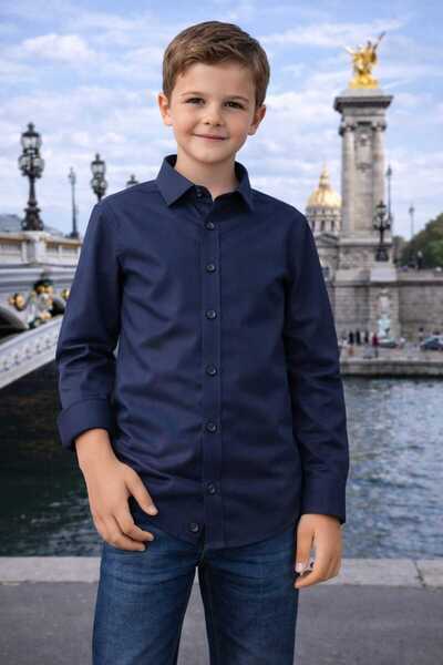 Louis Kids Düz Uzun Kol Okul Çocuk Gömlek