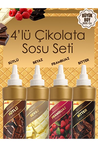 M. Nejat Güllü GÜLLÜOĞLU 4’lü Çikolata Sosu Seti - Waffle& Krep& Pankek& Tatl...