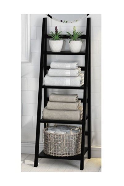 Boss Group Çiçeklik Havluluk 4 Bölmeli, Raf Çok Amaçlı Siyah Kitaplık Banyo Havluluk Standı Düzenleyici