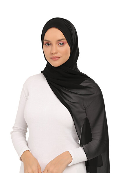 Altobeh Hazır Lüks Pratik Hijablı Şifon Şal Siyah