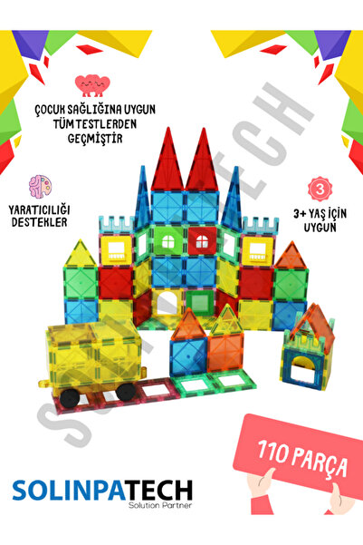 SolinpaTech Manyetik Yapı Blokları 110 Parça|Mıknatıslı Eğitici Oyuncak|Zeka ...