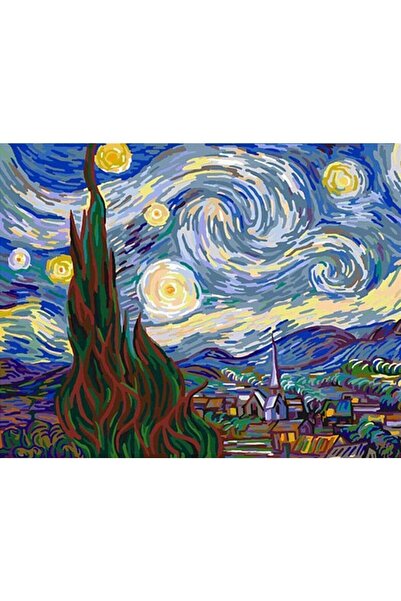 wombhobby Van Gogh Yıldızlı Geceler Sayılarla Boyama Seti 40x50 Cm Çerçevesiz...