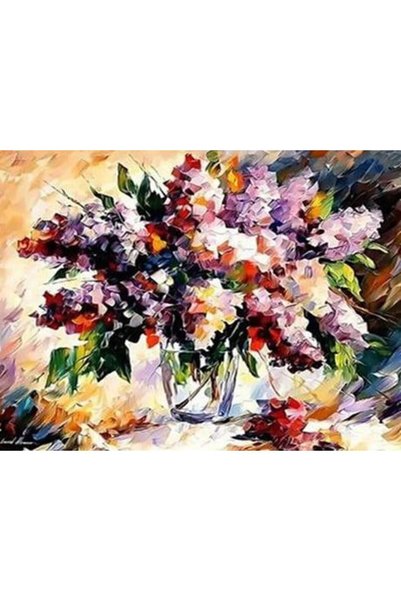wombhobby Pastel Çiçek Sayılarla Boyama Seti 80x100 cm ( Tuval Şasesine Gerili)
