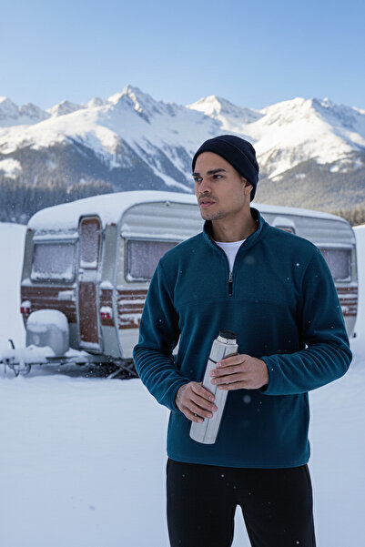 Buratti Regular Fit Anti-Pilling Tüylenme Yapmayan Dik Yaka Soğuk Geçirmez Şardonlu Polar Erkek POLA