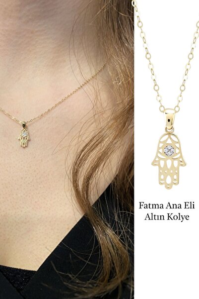 Hepimitu Altın Fatma Ana Eli Kolye 14 Ayar