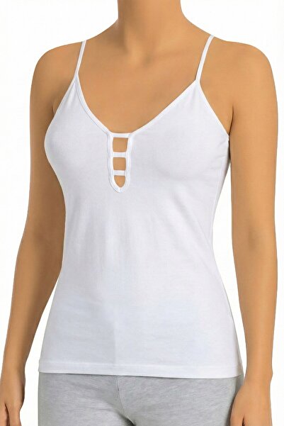 Öts Kadın Göğüs Dekolte Detaylı Atlet İp Askılı