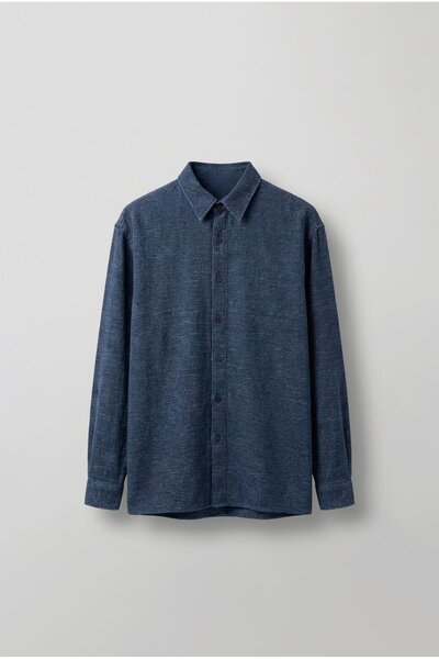 ablukaonline Чоловіча сорочка Regular Fit з фактурною тканиною, темно-синя