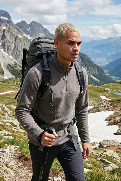 Buratti Regular Fit Anti-Pilling Tüylenme Yapmayan Dik Yaka Soğuk Geçirmez Şardonlu Polar Erkek POLA