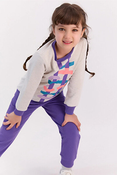 U.S. Polo Assn. طقم بدلة رياضية للفتيات باللون البيج