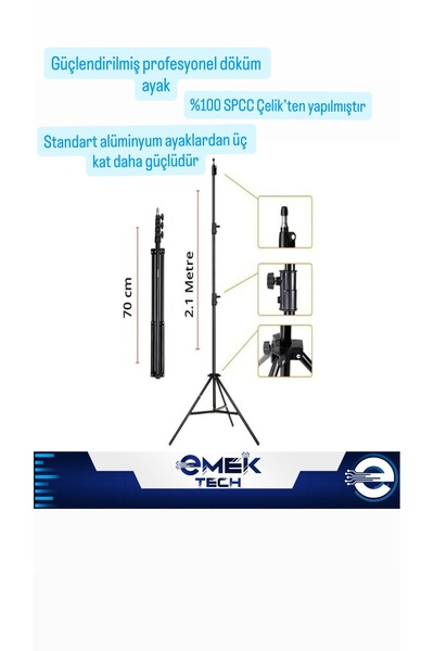 PİNK İTHALAT EMEKTECH Taşınabilir Projeksiyon Cihazları Kullanım için Üç Ayaklı Tripod 2.10 Metre