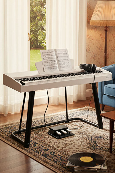 Midex Plx-125wh Taşınabilir Dijital Piyano Tuş Hassasiyetli 88 Tuş Bluetooth (stand Ve kulaklık Ile)