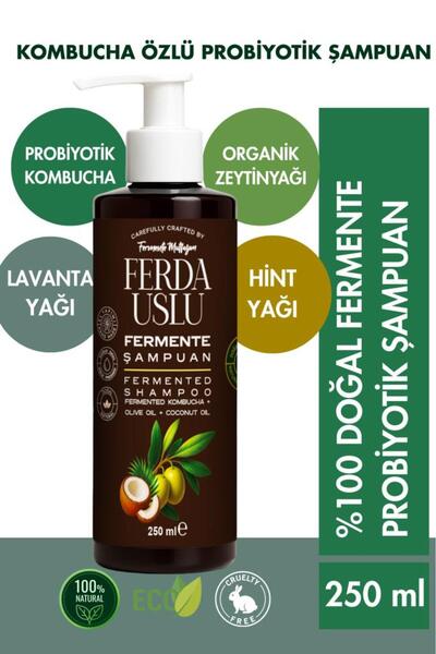 Fermente Mutfağım شامبو مخمر بخلاصة الكومبوتشا - زيت زيتون عضوي + زيت جوز الهند + فيتامين E 250 مل